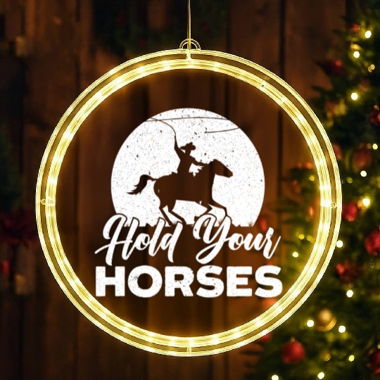 Hold Your Horses Western Rodeo Riding Cowboy LED Christmas Window Lights