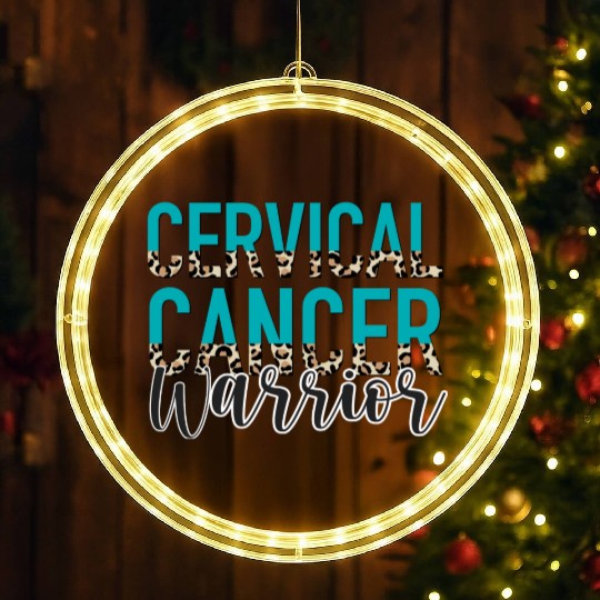 Cervical Cancer Awareness Month Warrior Teal White LED Christmas Window Lights