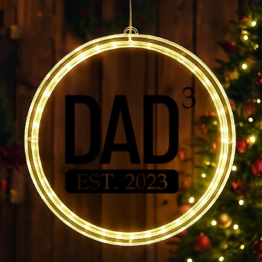 Dad Cubed Est. 2023 Father Of 3 Father's Day Men's LED Christmas Window Lights