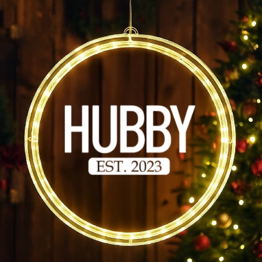 Hubby Est. 2023 Matching Couple Newlywed Marriedma LED Christmas Window Lights