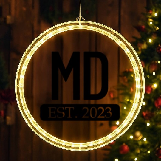 MD Est. 2023 New Doctor Gift MD Medical Doctor LED Christmas Window Lights