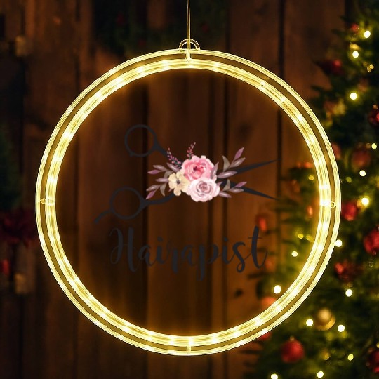 Hairapist Funny Flower Scissor Hairstylist Girls LED Christmas Window Lights