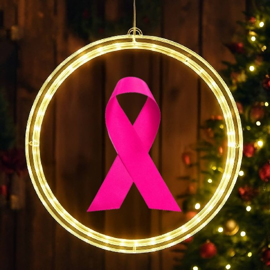 Breast Cancer Awareness Ribbon LED Christmas Window Lights