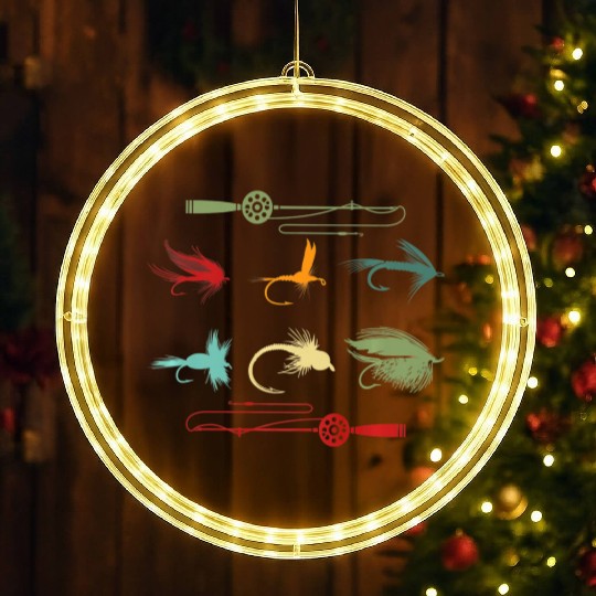 Trout Fly Fishing Nature Outdoor Fisherman Funny LED Christmas Window Lights