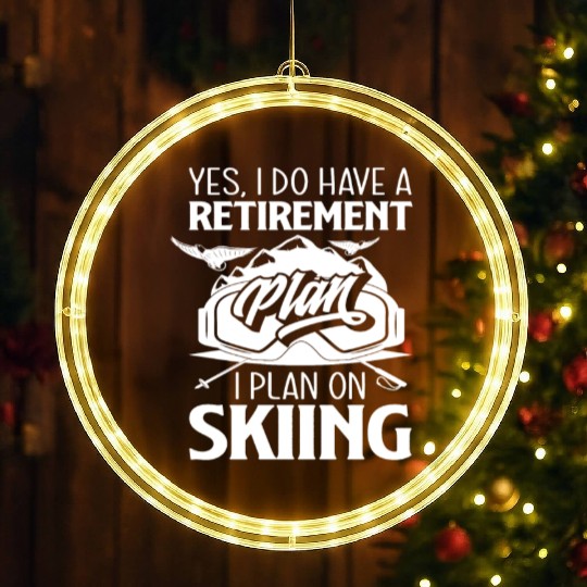 Skiing Pension Plan Retirement Pensioner Ski LED Christmas Window Lights