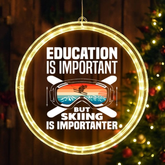 Skiing Education Saying Skier Gift LED Christmas Window Lights