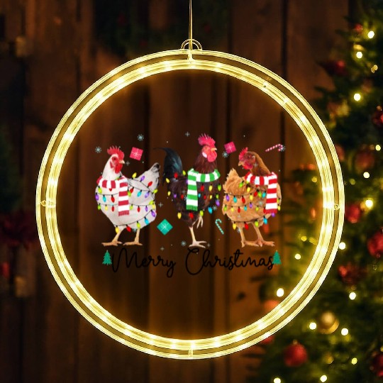 Merry Christmas Funny Chicken With Christmas Light LED Christmas Window Lights