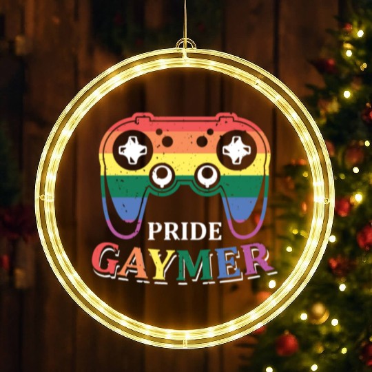 Pride Gaymer LGBT Gay Gamer Rainbow Pride Flag LED Christmas Window Lights