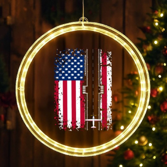 Patriotic Aviation Flight Us Flag Best Pilot LED Christmas Window Lights