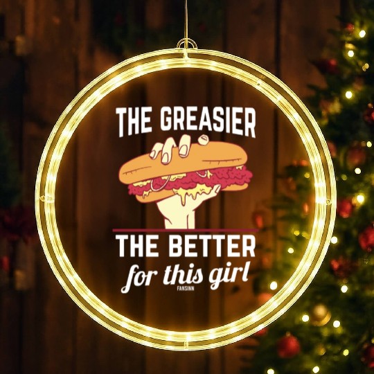 Girl woman Sandwich Fast Food LED Christmas Window Lights