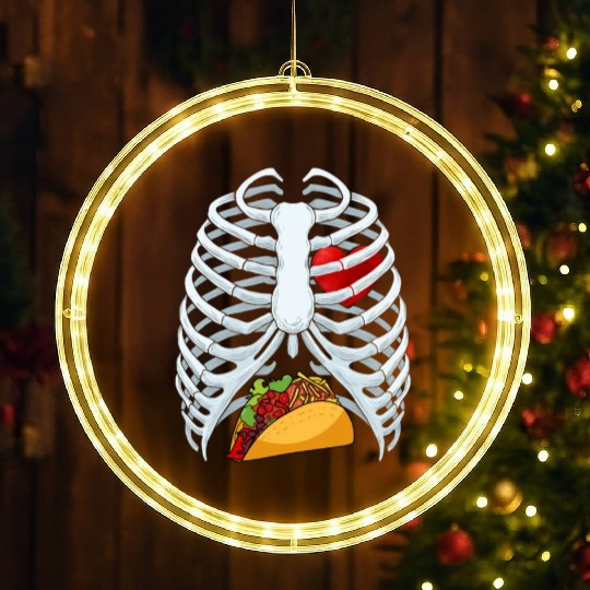Funny Taco Skeleton Rib Cage Dad Halloween Costume LED Christmas Window Lights