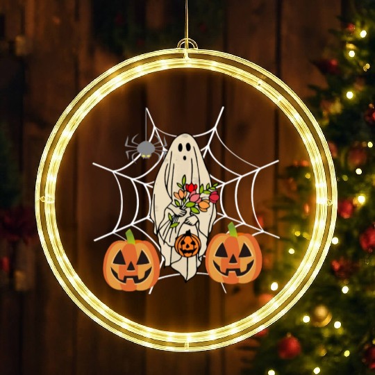 Halloween Costume Floral Ghost Pumpkin SpiderWeb LED Christmas Window Lights