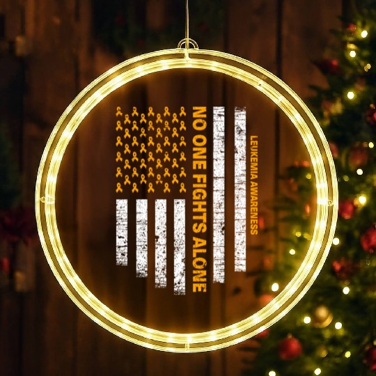 No One Fights Alone Usa Flag Leukemia Awareness LED Christmas Window Lights