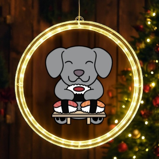 Sushi Lover Weimaraner LED Christmas Window Lights