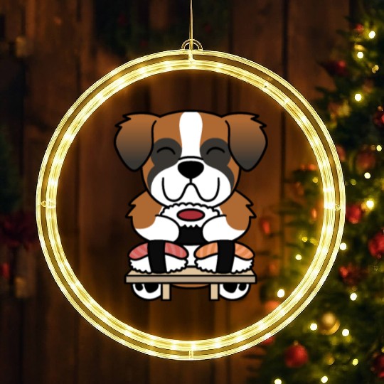 Sushi Lover Saint Bernard LED Christmas Window Lights