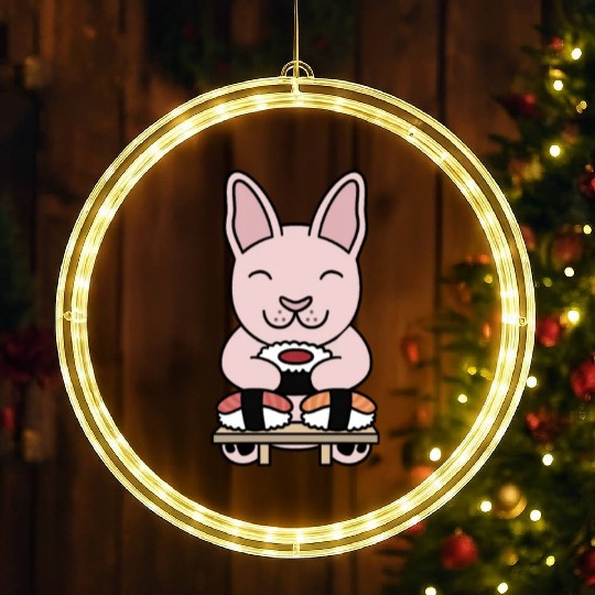 Sushi Lover Sphynx Cat LED Christmas Window Lights