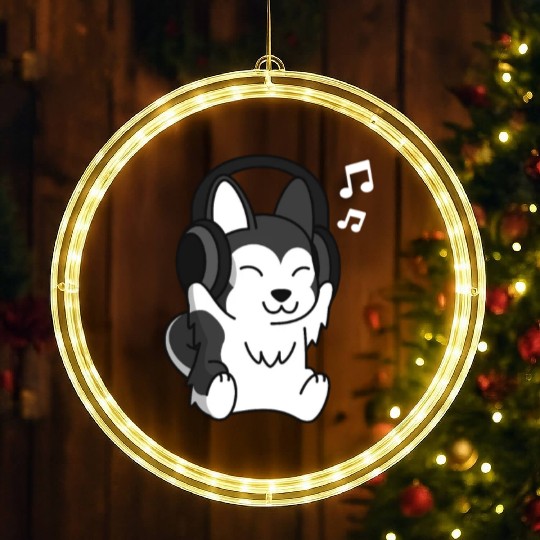 Music Lover Husky LED Christmas Window Lights