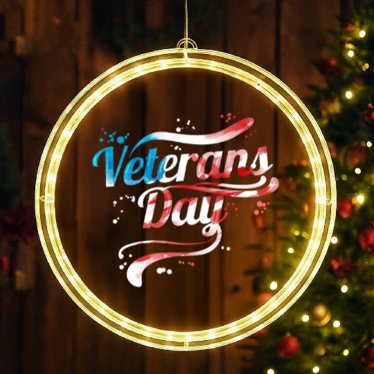 US Flag Colored Logo For Veterans Day LED Christmas Window Lights