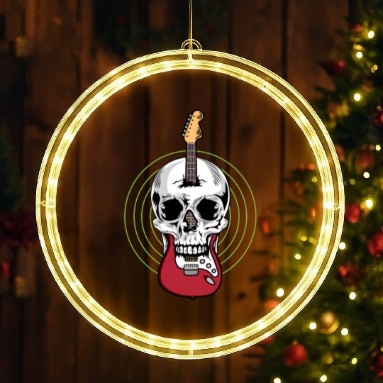 Skull and Guitar Singer or Musician Gift LED Christmas Window Lights