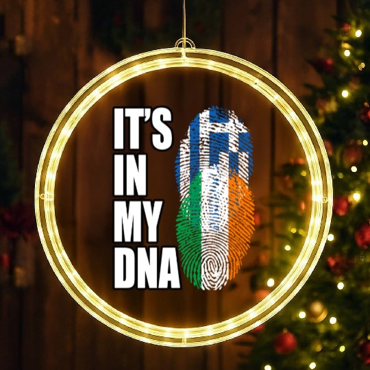 Greek And Irish Mix Heritage DNA Flag LED Christmas Window Lights