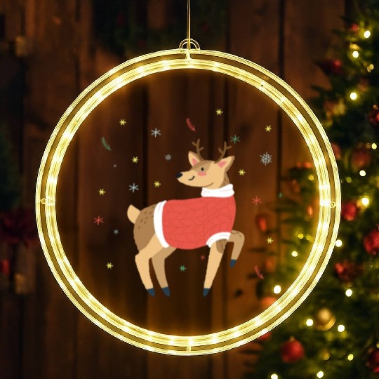 Cute Baby Reindeer Christmas Lights Santa Deer LED Christmas Window Lights