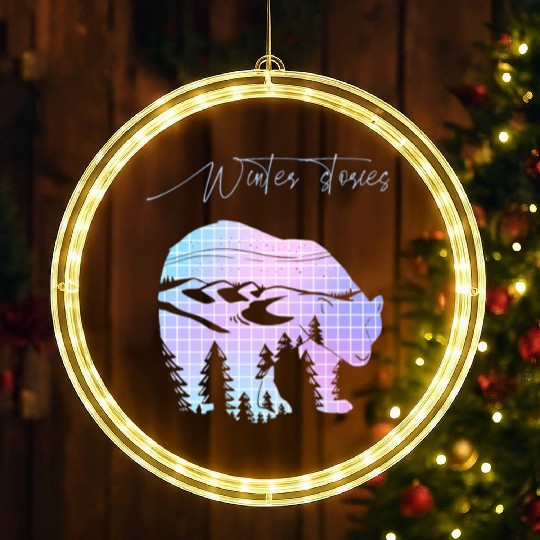 Winter stories Bear Trees Pastel Rainbow LED Christmas Window Lights
