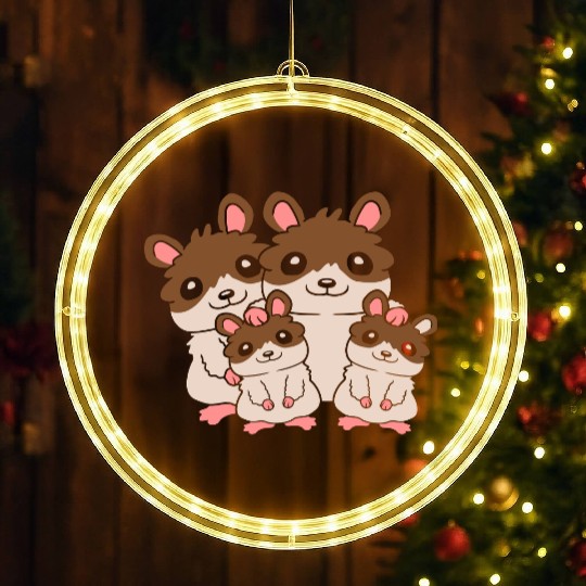 Friendly hamster family kids LED Christmas Window Lights