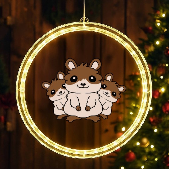 Crew hamster family kids LED Christmas Window Lights