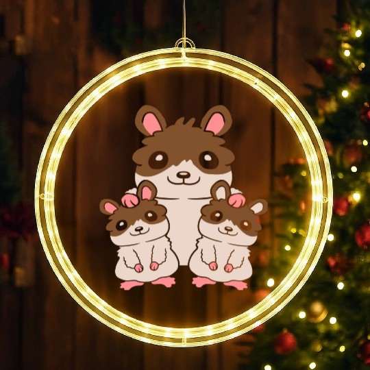 2 kids hamster family LED Christmas Window Lights