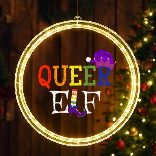 Queer Christmas Elf Gay Pride LED Christmas Window Lights