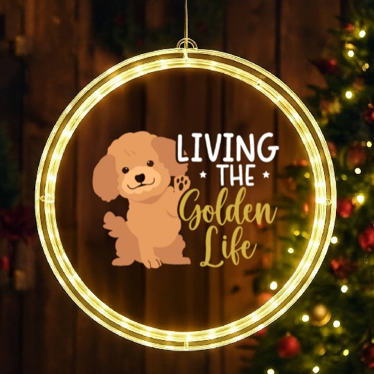 Living The Golden Life Goldendoodle Dog Owner LED Christmas Window Lights