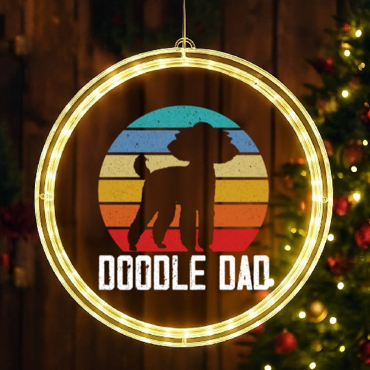 Doodle Dad Goldendoodle Dog Lover Puppy Paw Love LED Christmas Window Lights