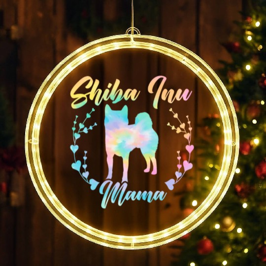 Shiba Inu Mama Japanese Dog Lover Puppy Paw Love LED Christmas Window Lights
