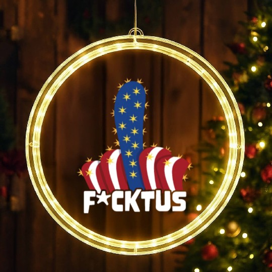 4th of July Vote Cactus Patriotic American Fucktus LED Christmas Window Lights