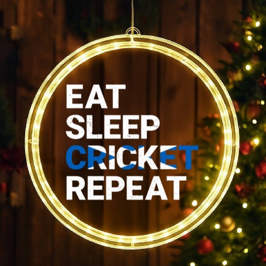 Eat Sleep Cricket Repeat Scotland Flag Sports Gift LED Christmas Window Lights