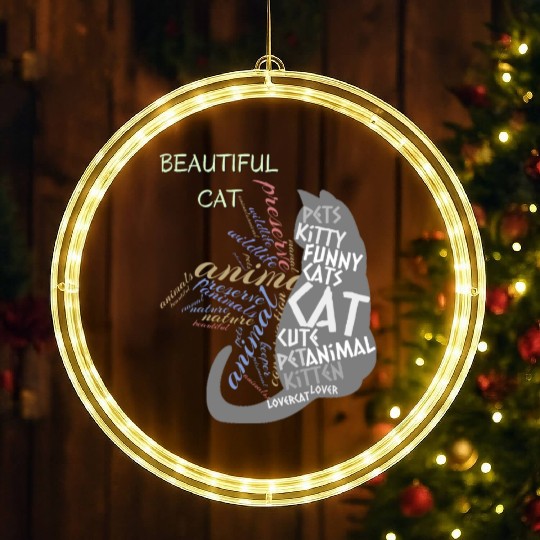 Beautiful Black Cat LED Christmas Window Lights