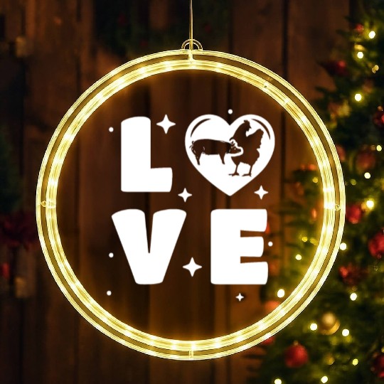 Funny Farming Love Pigs Chickens Raising Farmer LED Christmas Window Lights