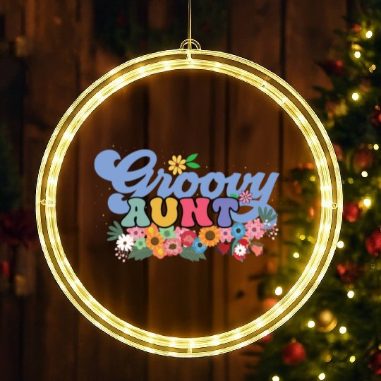 Groovy Aunt Garden Plant Flowers Floral Decor LED Christmas Window Lights