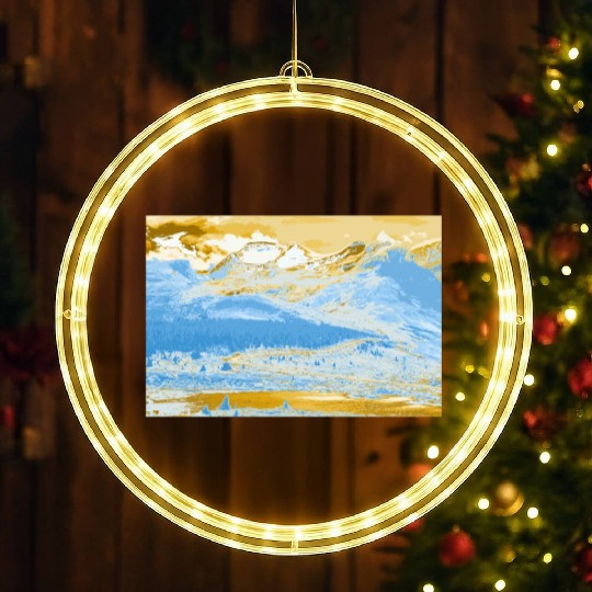 Golden Blue Mountain Lake LED Christmas Window Lights