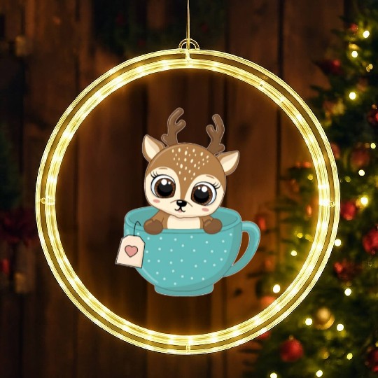 Girls Baby reindeer in cup Christmas kid gifts LED Christmas Window Lights