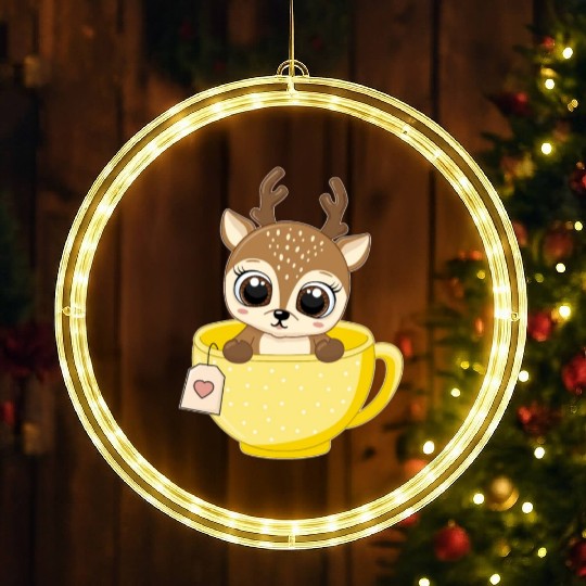 Girls Baby reindeer in cup Christmas kid gifts LED Christmas Window Lights