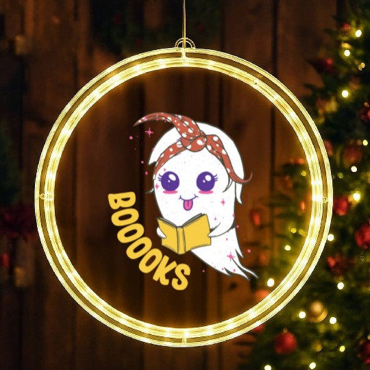 Cute Ghost Book Reading for teacher booooks LED Christmas Window Lights
