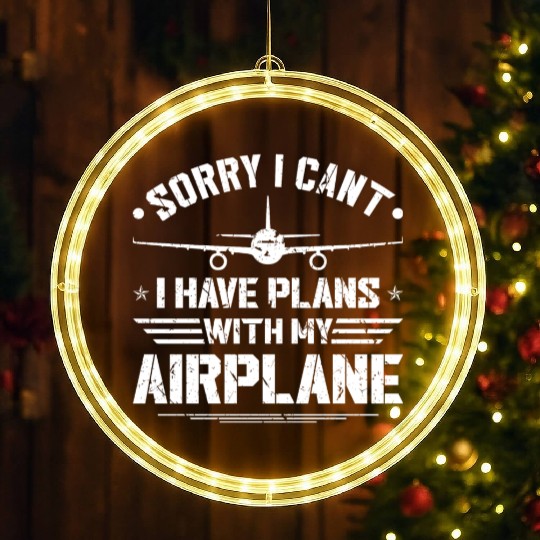 I Cant Have Plans Airplane Aviation Pilots LED Christmas Window Lights