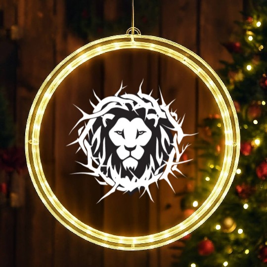 Lion of Judah With A Crown of Thorns Christian LED Christmas Window Lights