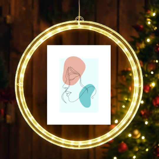 beige minimalist woman line art LED Christmas Window Lights