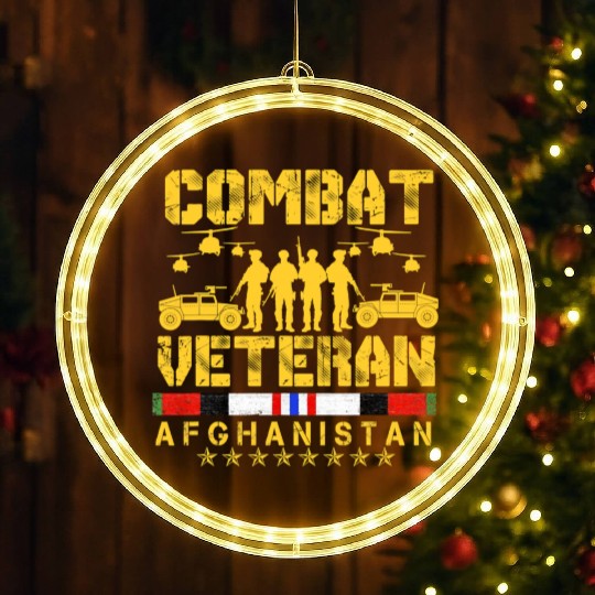 Combat Veteran Afghanistan Proud Us LED Christmas Window Lights