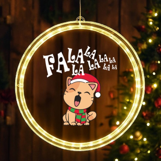 Cute Christmas Cat Singing Fa la la la Song LED Christmas Window Lights