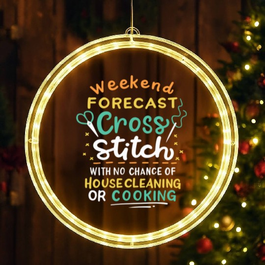 Weekend Forecast Cross Stitch LED Christmas Window Lights