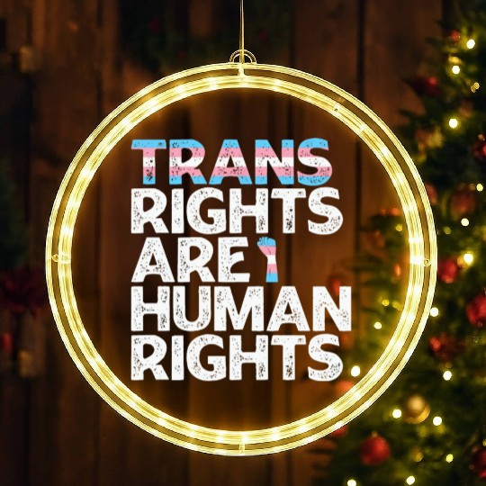 LBGT Flag Gay Pride Trans rights are human rights LED Christmas Window Lights