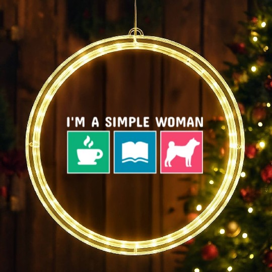Coffee Books Shiba Inu I'm A Simple Woman LED Christmas Window Lights